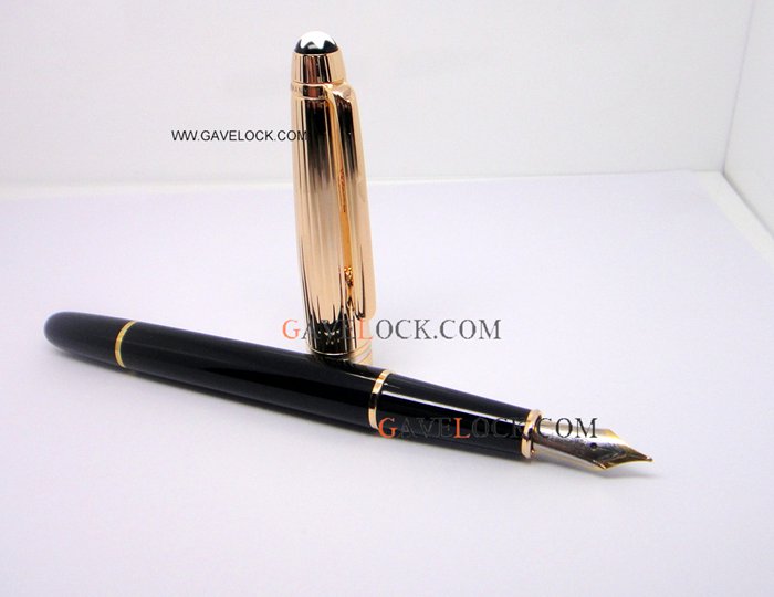 AAA Replica Mont Blanc Pens Meisterstuck Fountain Pen Black & Gold AAA Replica Mont Blanc Pens Meisterstuck Fountain Pen Black & Gold